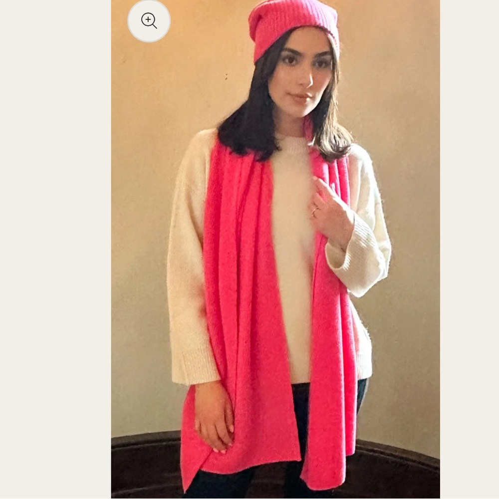 White + Warren Bright Rose Cashmere Waffle Scarf 20590